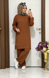 moda sura - 6005 K35 KİREMİT PANTOLON TUNİK TAKIM