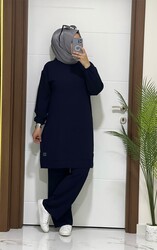 moda sura - 6005 K50 LACİVERT PANTOLON TUNİK TAKIM