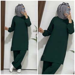 moda sura - 6005 K50 ZÜMRÜT PANTOLON TUNİK TAKIM