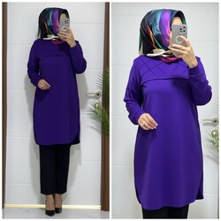 moda sura - 1020 K 25 MOR ÇİMALI buyuk beden ıkı ıplık tunık yeni sezon
