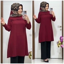moda sura - 9000 K35 PANTOLON TUNİK TAKIM BORDO