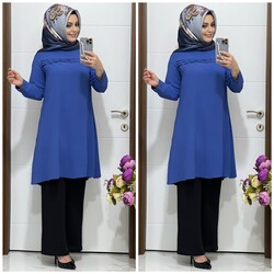 moda sura - 9000 K40 PANTOLON TUNİK TAKIM İNDİGO