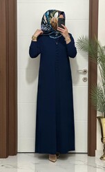 moda sura - 6212 K 80 LACİVERT önü büzgü detay fitilli burgu kumaş beden elbise yeni sezon