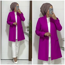 moda sura - 6666 k50 buyuk beden bayan blazer ceket fusya