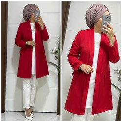 moda sura - 6666 k50 buyuk beden bayan blazer ceket kırmızı