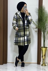 moda sura - 6860 K 35 HAKİ YENİ SEZON POLAR HIRKA CEKET