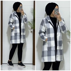 moda sura - 6860 K 35 AÇIK GRİ YENİ SEZON POLAR HIRKA CEKET 