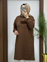 moda sura - 6870 K35 kahverengi TUNİK büyük beden yeni sezon