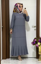 moda sura - 7000 K35 GRİ BAHAR ELBİSE