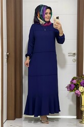 moda sura - 7000 K35 LACİVERT BAHAR ELBİSE