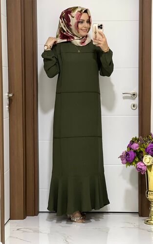 7000 K45 HAKİ BAHAR ELBİSE