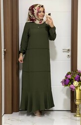 7000 K45 HAKİ BAHAR ELBİSE - Thumbnail