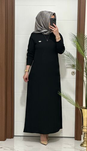 5888 K 60 SİYAH arma detay fitilli burgu kumaş beden elbise yeni sezon