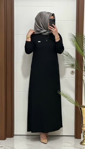 5888 K 60 SİYAH arma detay fitilli burgu kumaş beden elbise yeni sezon