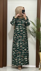 moda sura - 6610 K 60 YEŞİL VİSCON kumaş buyuk beden elbise yeni sezon