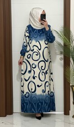 moda sura - 4848 K 50 İNDİG0 sevda viscon kumaş elbise büyük beden elbise yeni sezon tesettur