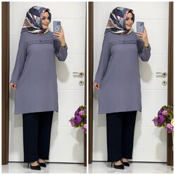 moda sura - 9000 K40 GRİ PANTOLON TUNİK TAKIM