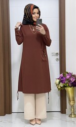 8035 k 60 kahverengi tunik pantolon TAKIM - Thumbnail