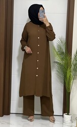 moda sura - 4747 k 50 kahverengi tunik pantolon TAKIM