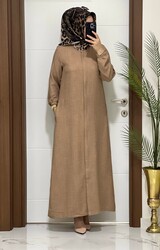 moda sura - 3011 k 65 camel ferace kap yeni sezon büyük beden 